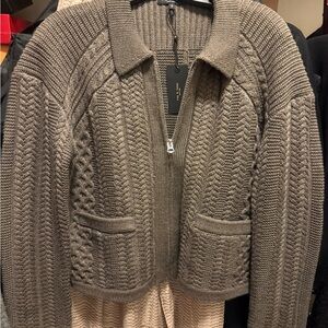 Rag Bone Women’s Kerry Cable Knit Gray Brown Cardigan NWT size S